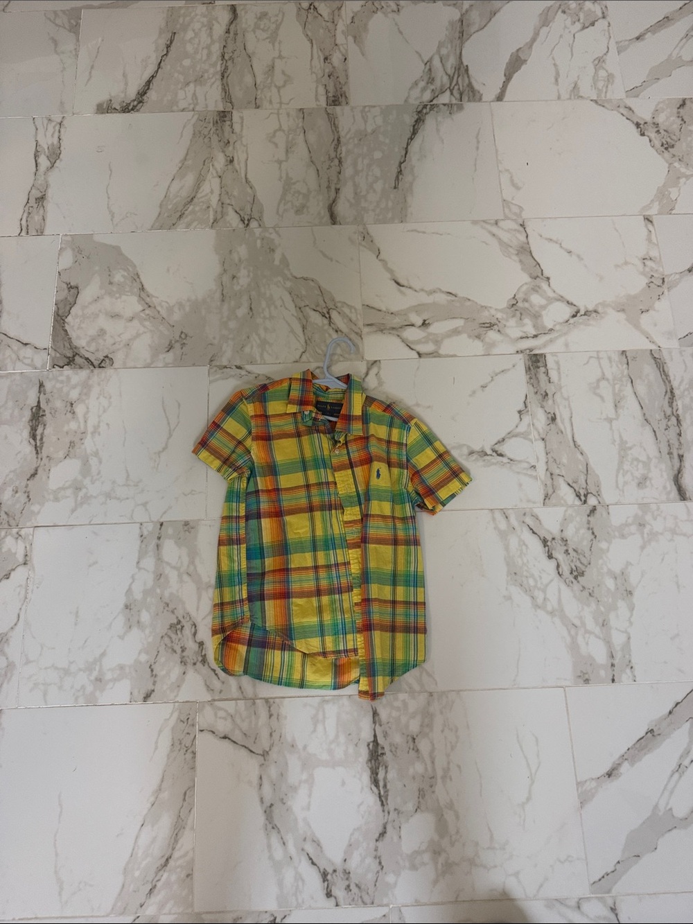 Ralph Lauren Yellow Multi-Color Plaid Short-Sleeve Shirt